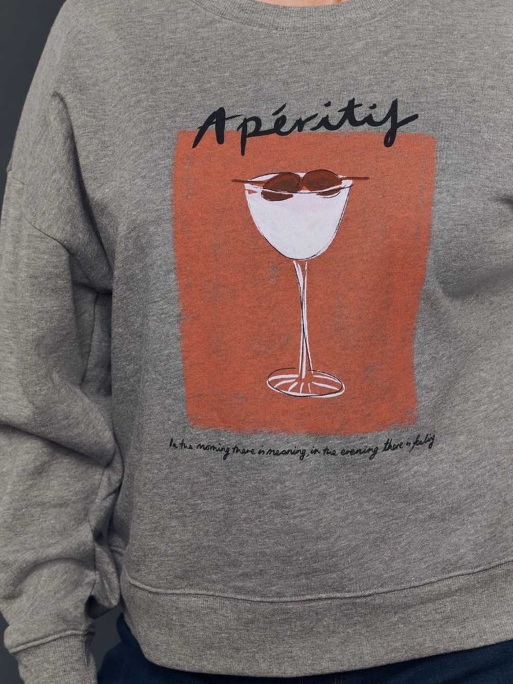 Gray 'Apériti' Graphic Sweatshirt with Rust Orange Panel by Maeve